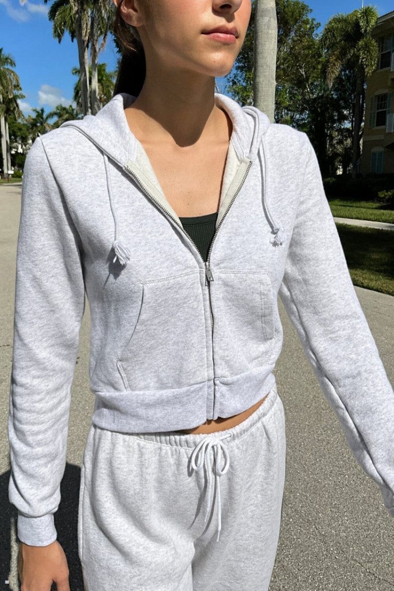 Sweat a Capuche Brandy Melville Crystal Grise Clair | RYJ-09148372